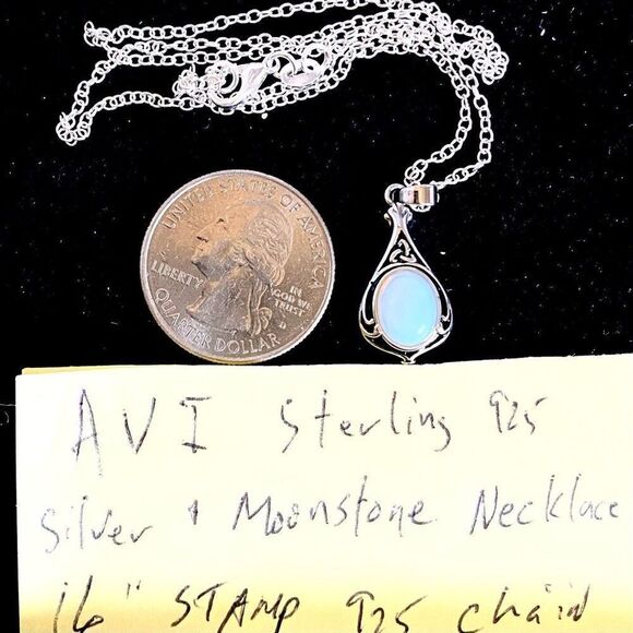 AVI Dainty Moonstone & Sterling Silver Necklace - Picture 7 of 14